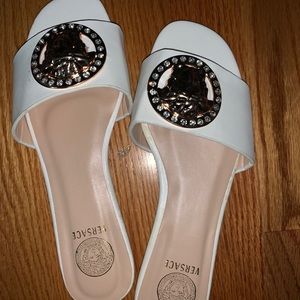 White Versace slip on dress shoes